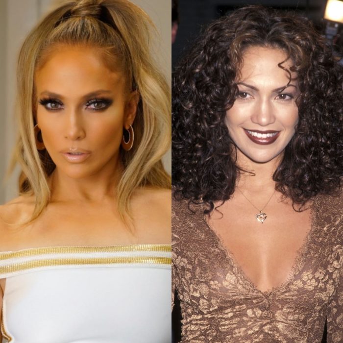 jennifer lopez jlo con el cabello rubio y naturalmente castaño