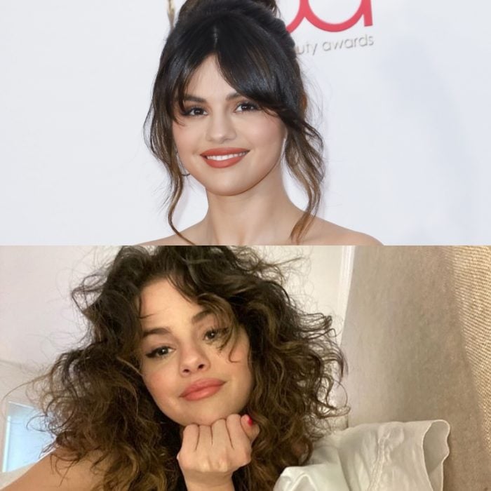 Selena gomez con el cabello lacio y naturalmente chino