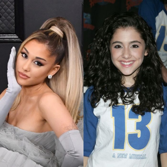 Ariana Grande con cabello lacio y rubio, naturalmente es castaña y de cabello chino