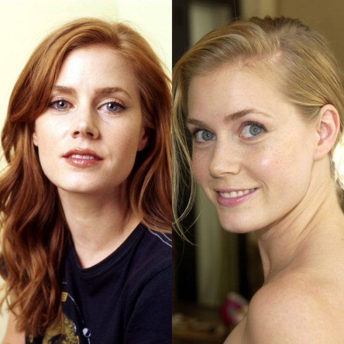 amy adams con el cabello rojo y el natural rubio