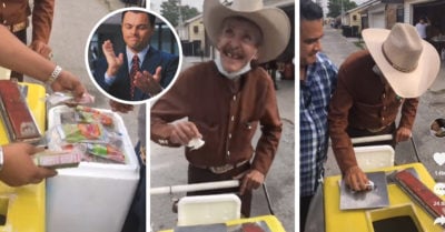 Familia compra todo el helado a un abuelito para que pueda ir a casa