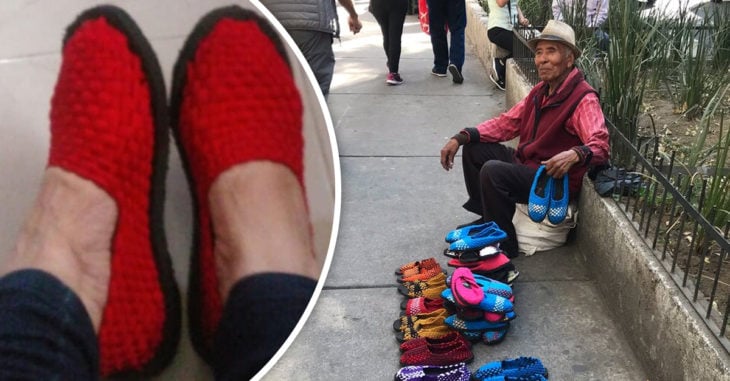 Abuelito pide ayuda para vender los zapatos que teje