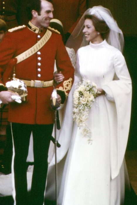 vestidos de novia, la princesa ana del reino unido el dia de su boda en 1973