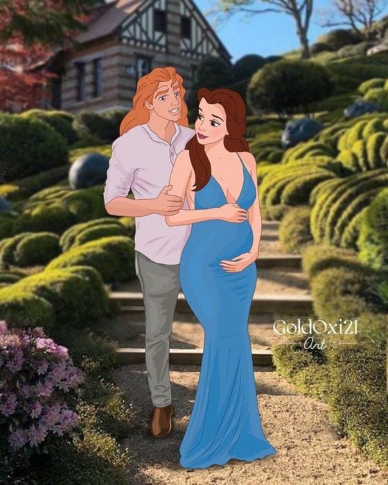 Oksana Pashchenko, artista rusa, reimagina a Bella de La bella y la bestia princesa Disney como mujer embarazada