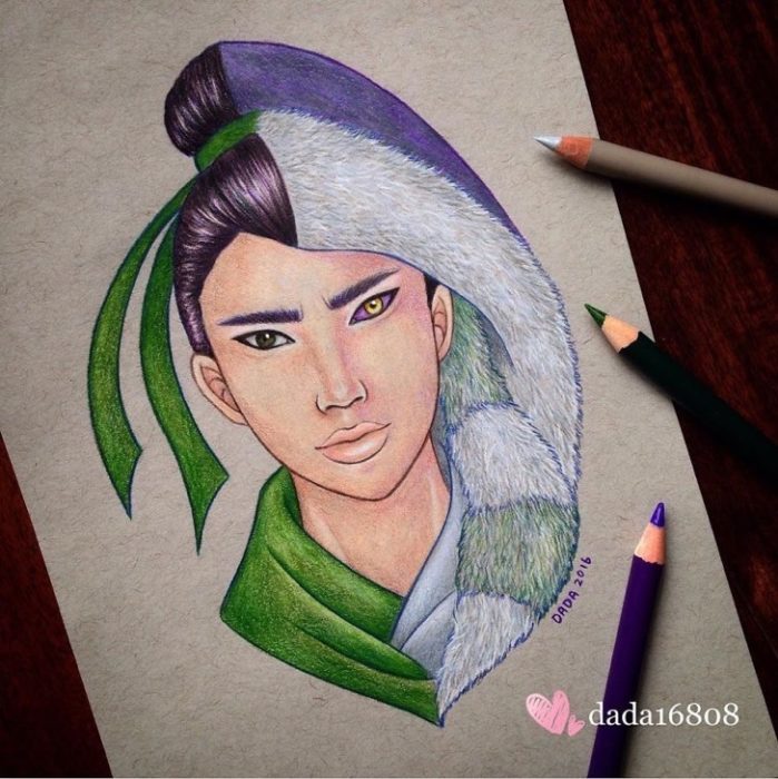 Dibujo realizado por la artista dada16808 combinando a los personajes Disney, Mulán y Shan Yu