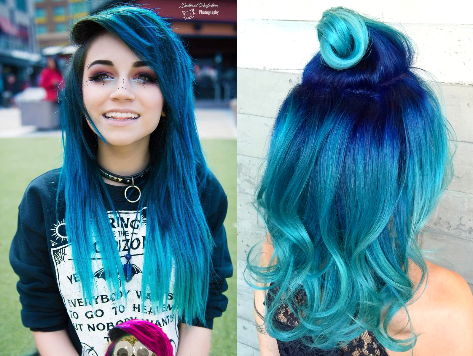 5. 10 Celebrities Who Rocked Blue Balayage on Dark Hair - wide 5