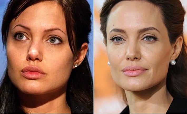 Angelina Jolie Cristina Aguilera cejas antes y después