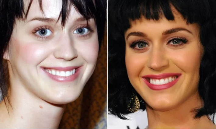 Katy Perry Cristina Aguilera cejas antes y después