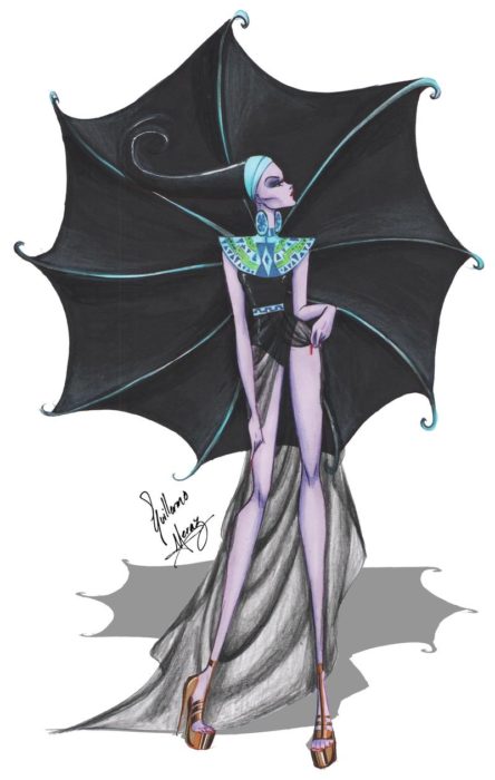 Yzma dibujada por Guillermo Meraz en estilo princesa Disney