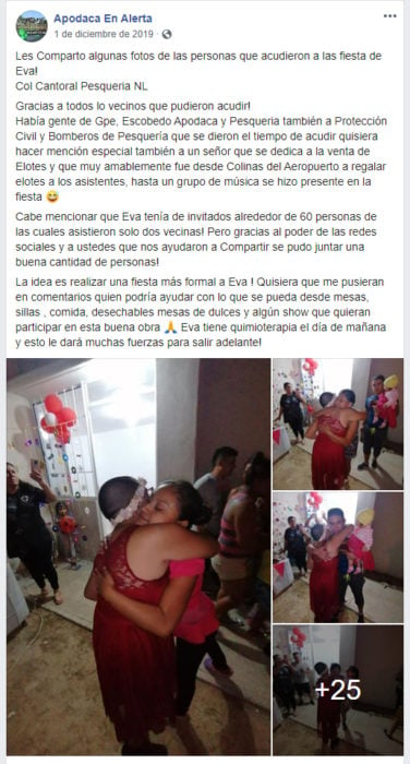 Publicación en facebook de niña que fue festejada por usuarios de redes sociales 