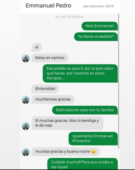 Conversación en entre un repartidor y un comprador