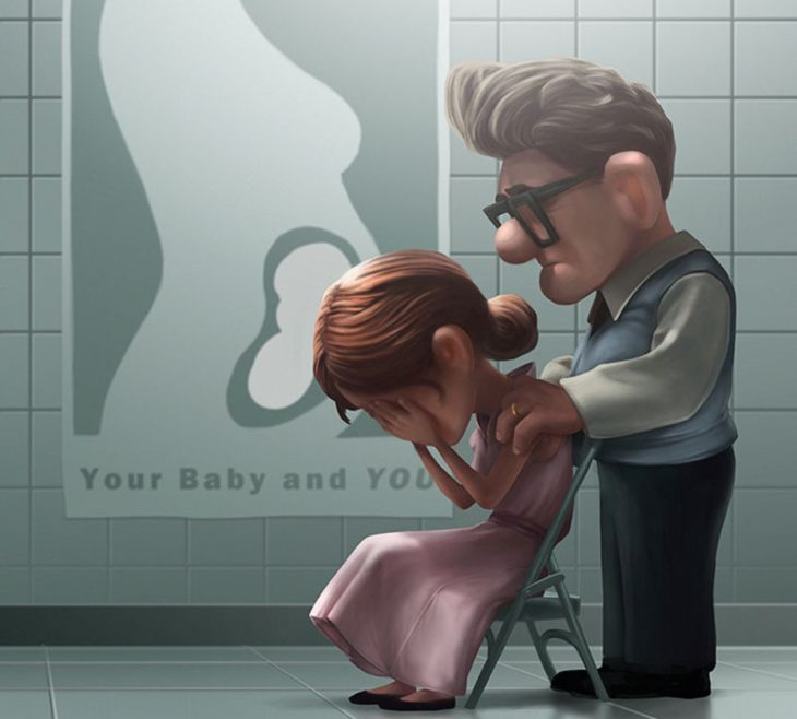 Escenas tristes de películas Disney; Up, Ellie y Carl llorando