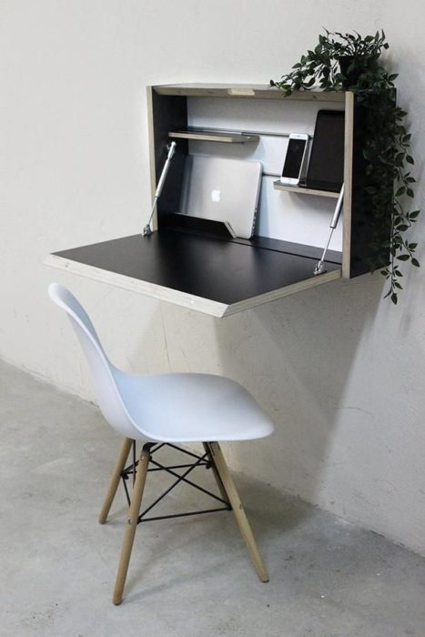 Escritorio con estilo minimalista color negro plegable