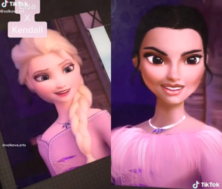 Artista Lisa Volkova ilustra cómo se verían las famosas si fueran princesas Disney; Frozen, Elsa, Kendall Jenner