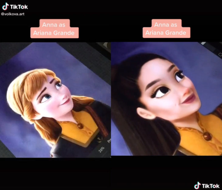 Artista Lisa Volkova ilustra cómo se verían las famosas si fueran princesas Disney; Frozen, Anna, Ariana Grande