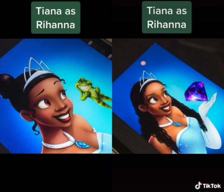Artista Lisa Volkova ilustra cómo se verían las famosas si fueran princesas Disney; La princesa y el sapo, Tiana, Rihanna