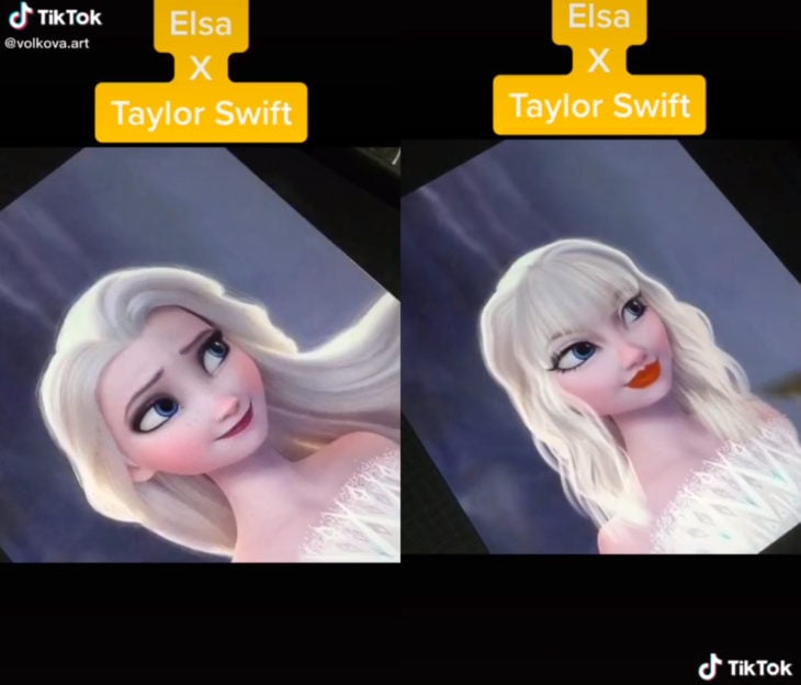 Artista Lisa Volkova ilustra cómo se verían las famosas si fueran princesas Disney; Frozen, Elsa, Taylor Swift
