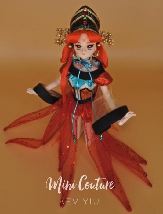 Muñeca de porcelana creada por el artista Mini Couture inspirada en el anime Sailor Moon, Princesa Kakyuu