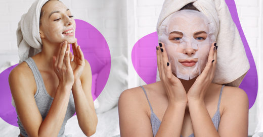 chica aplicándose crema y mascarilla en la cara