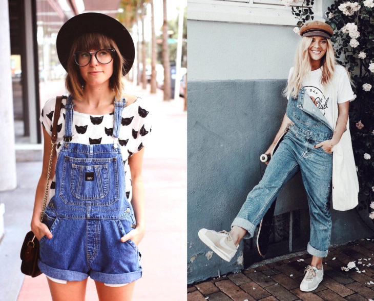 Looks con overol y sombrero