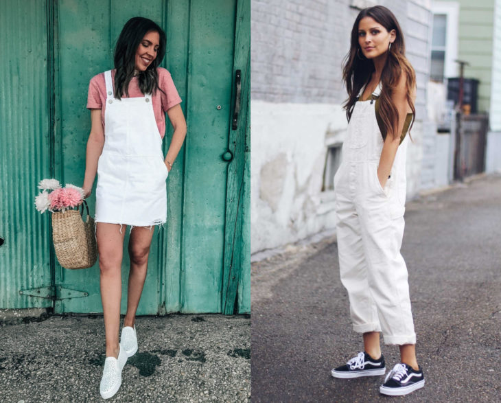 Looks con overol blanco y tenis