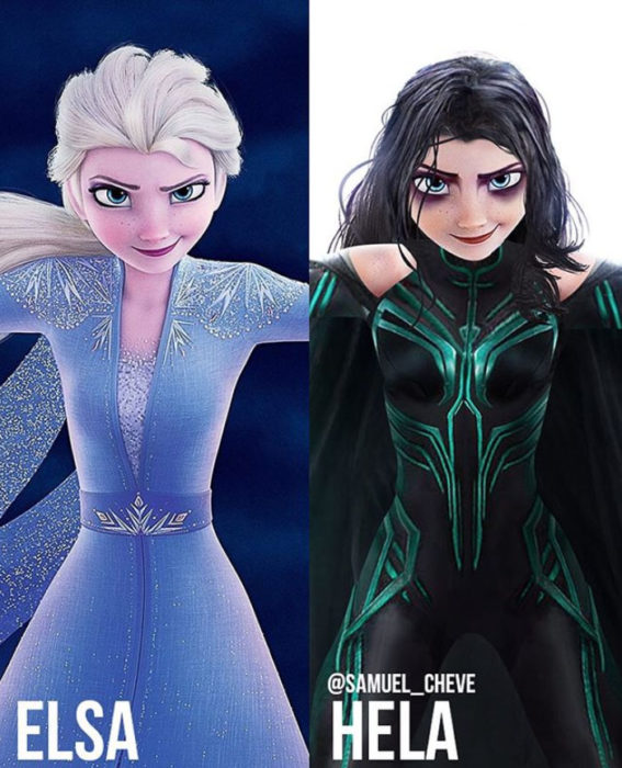 Elsa de Frozen como Hela de Thor