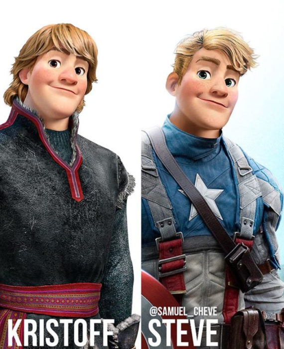 Kristoff de Frozen como Steve Rogers de Capitán América