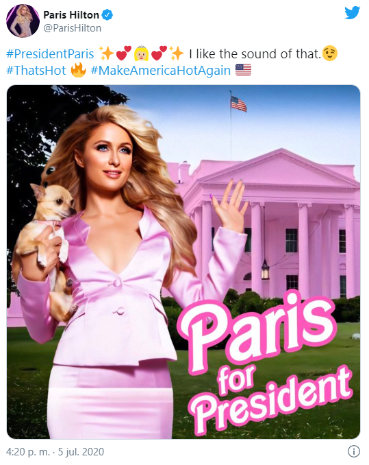 Tuit Paris Hilton presidencia de Estados Unidos