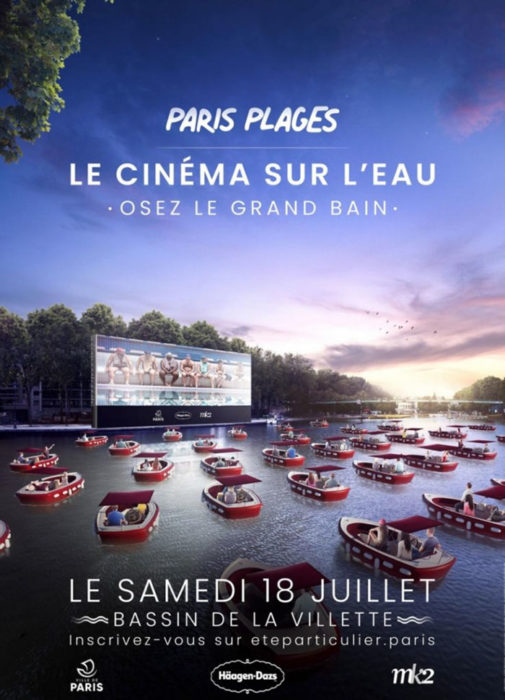 Promocional de Paris Plages 2020 y cine flotante