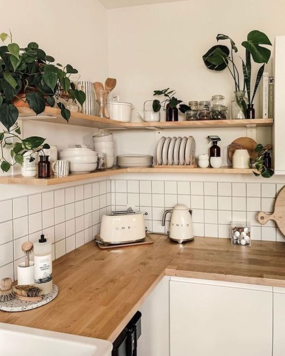 Cocina decorada con plantas