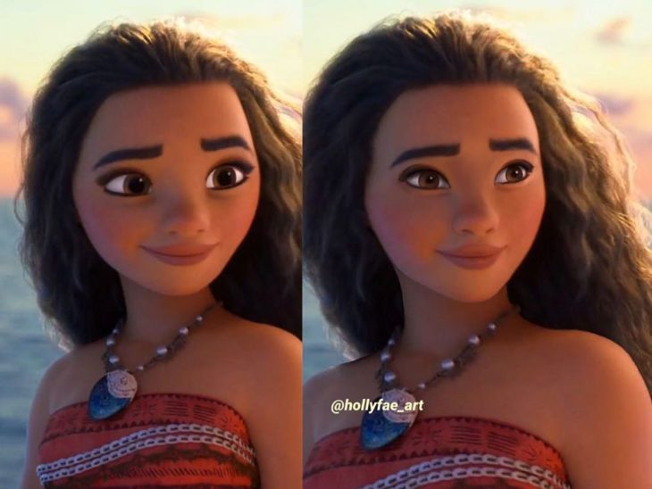 Artista Holly Fae crea ilustraciones de princesas Disney con facciones más realistas; Moana