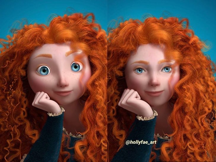 Artista Holly Fae crea ilustraciones de princesas Disney con facciones más realistas; Mérida, Valiente, Brave