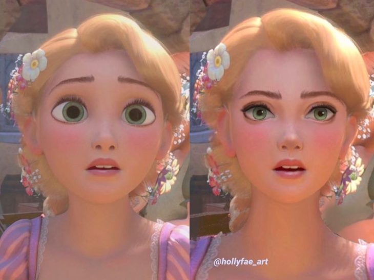 Artista Holly Fae crea ilustraciones de princesas Disney con facciones más realistas; Rapunzel, Enredados