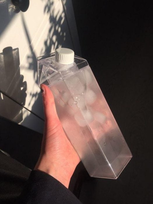 Botella de agua en forma de cartón de leche