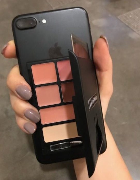 Case para iPhone con compartimento para compartimento para sombras de maquillaje