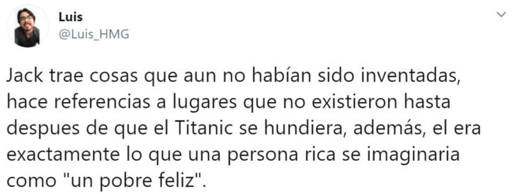 Screenshoot del hilo de que Jack Dawson no existió