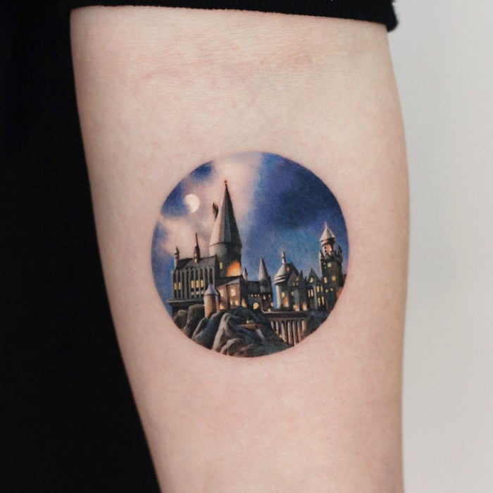 Tatuajes miniatura de películas; Harry Potter, Hogwarts