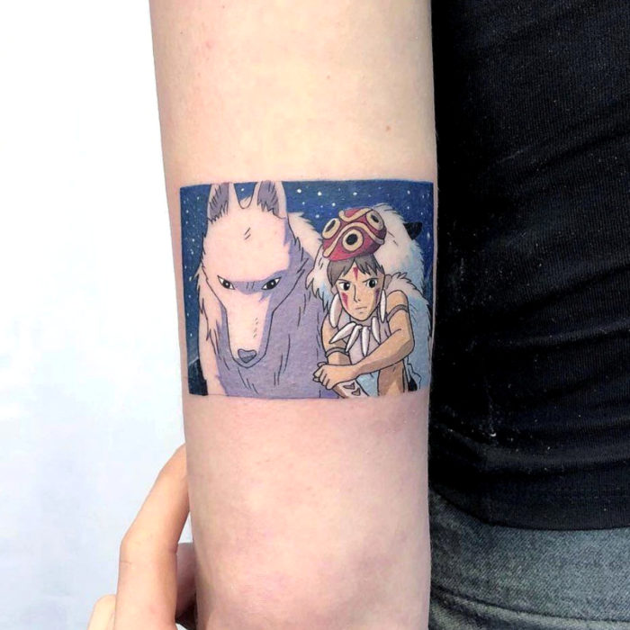 Tatuajes miniatura de películas; La princesa Mononoke