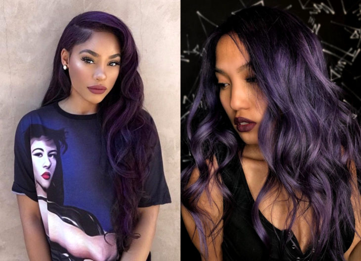 Colores de cabello para chicas morenas; tinte púrpura, violeta, morado