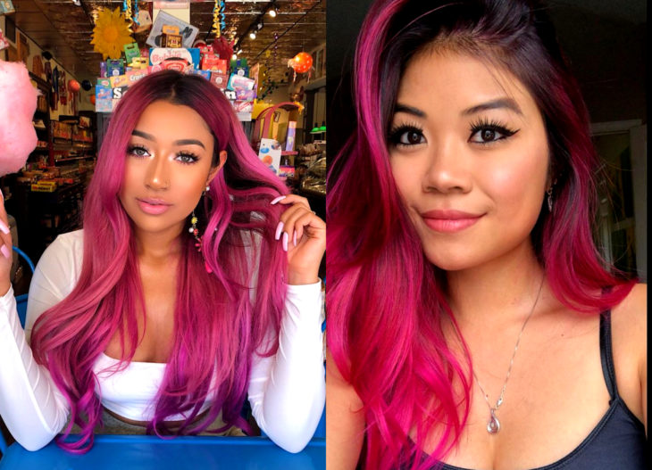 Colores de cabello para chicas morenas; tinte rosa magenta