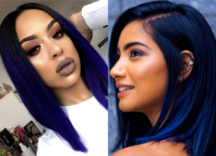 Colores de cabello para chicas morenas; tinte azul eléctrico