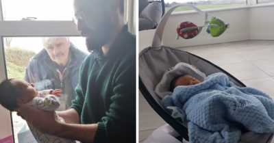 Abuelito conoce a su nieto a través de la ventana por culpa del coronavirus