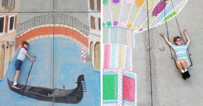 Estos hermanitos crean increíbles dibujos con tiza para viajar por el mundo