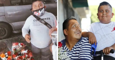 Niño vende flores en la calle para ayudar a su papá y es recompensado por su esfuerzo