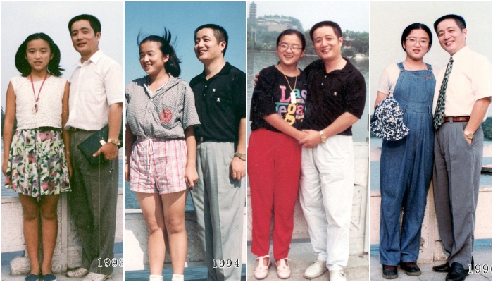 Hua Yunqing y su hija Huahua recrean la misma foto durante años