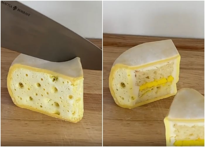 pastel en forma de rebanada de queso