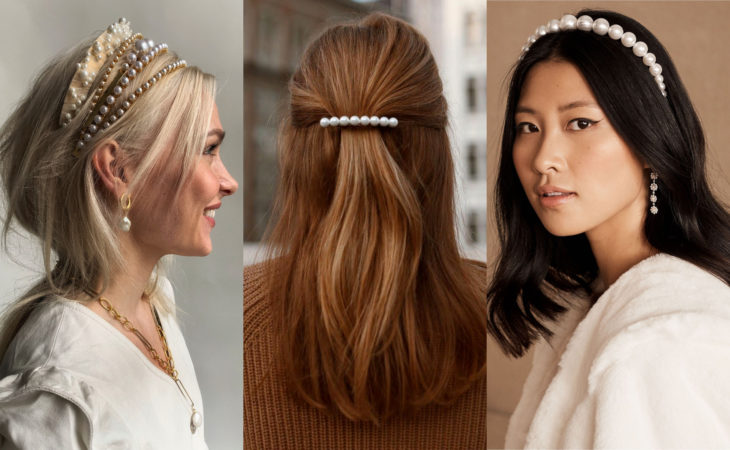 Accesorios bonitos para cabello; pasadores y diademas de perlas para peinados sueltos y media cola