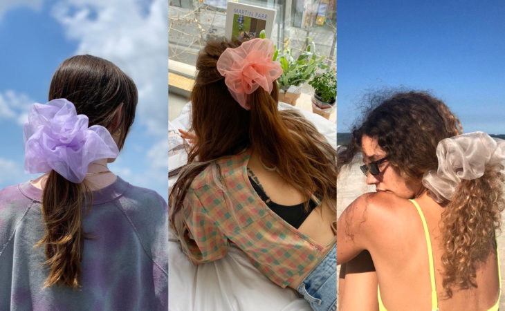 Accesorios bonitos para cabello; peinado de coleta con scrunchie gigante