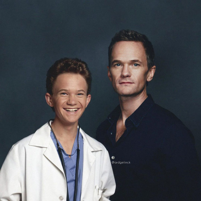 Fotografías de actores junto a personajes que interpretaron; El doctorcito, Doogie Howser, Neil Patrick Harris