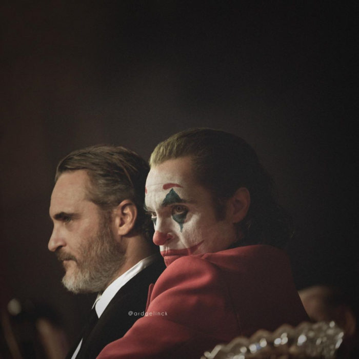 Fotografías de actores junto a personajes que interpretaron; Joker, Guasón, Joaquin Phoenix